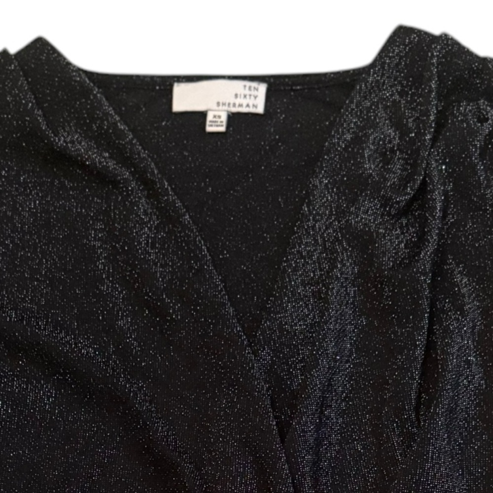 Ten Sixty Sherman size XS black metallic plunge longsleeve bodysuit - Picture 4 of 4